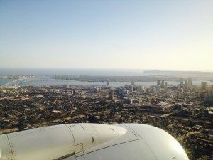 Flying into downtown San Diego