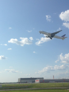 Air France B777-200ER taking off from 24L. There are up to 8 daily flights between Montreal and paris. 