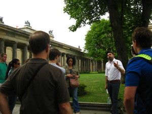 Our guide, Tarek (in the white shirt) gives us a brief rundown of the history of Berlin.