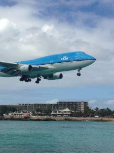 KLM Boeing 747-400 a few seconds before touchdown.
