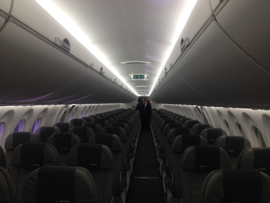 Inside the cabin of the CS100.