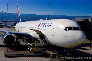 Delta has a crew base in SFO and uses this aircraft (B767-300ER) for transcontinental flights to New York-JFK and Atlanta.