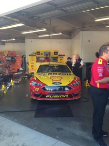 Joey Lugano's Ford Fusion in the garage