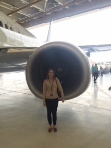 Standing in front of the 737-900ER engine