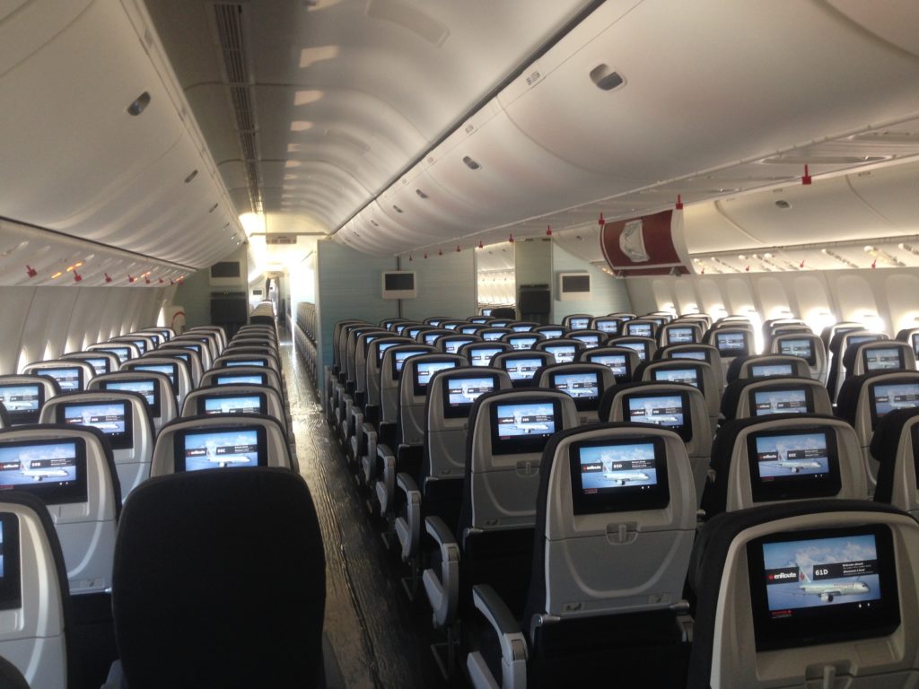 Economy section of an Air Canada B777-300ER