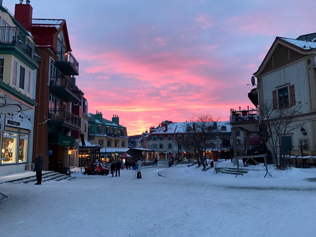 Beautiful sunset over the Mont-Tremblant village just after our arrival at the hotel. 